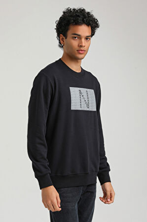 Bisiklet Yaka Lacivert Slim Fit Sweatshirt 23FWM60152