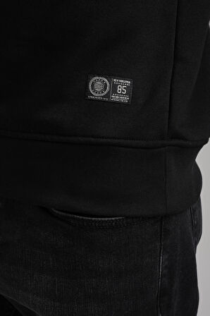 Bisiklet Yaka Siyah Slim Fit Sweatshirt 23FWM60152