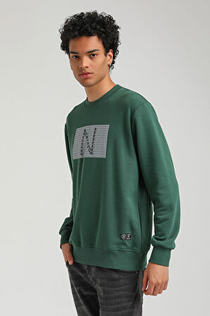 Bisiklet Yaka Yeşil Slim Fit Sweatshirt 23FWM60152