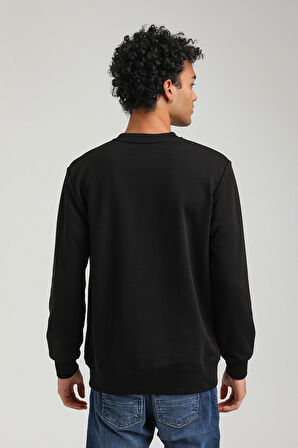 Bisiklet Yaka Siyah Slim Fit Sweatshirt 23FWM60153