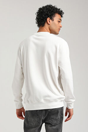 Bisiklet Yaka Ekru Slim Fit Sweatshirt 23FWM60153