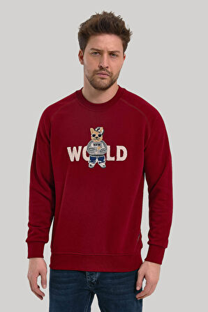 Bisiklet Yaka Bordo Slim Fit Sweatshirt 23FWM60154