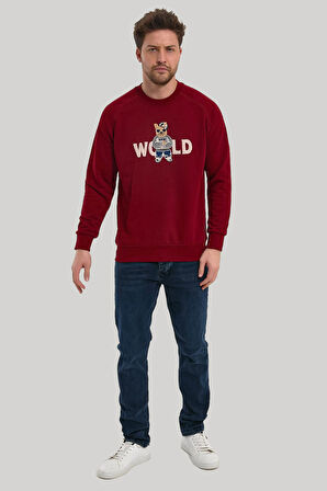 Bisiklet Yaka Bordo Slim Fit Sweatshirt 23FWM60154