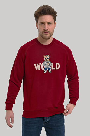 Bisiklet Yaka Bordo Slim Fit Sweatshirt 23FWM60154