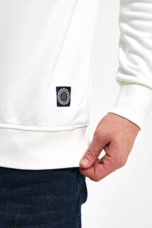 Bisiklet Yaka Ekru Slim Fit Sweatshirt 23FWM60154