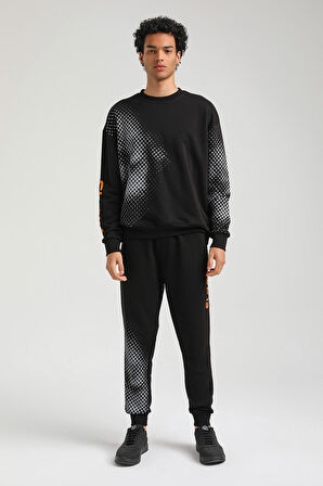 Bisiklet Yaka Siyah Slim Fit Eşofman 23FWM60157