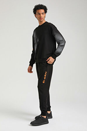 Bisiklet Yaka Siyah Slim Fit Eşofman 23FWM60157