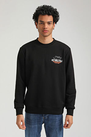 Bisiklet Yaka Siyah Slim Fit Sweatshirt 23FWM60158