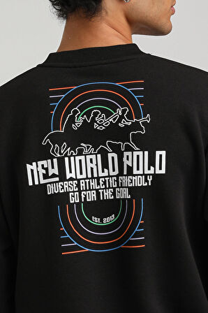 Bisiklet Yaka Siyah Slim Fit Sweatshirt 23FWM60158