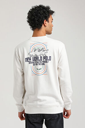 Bisiklet Yaka Ekru Slim Fit Sweatshirt 23FWM60158