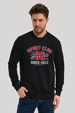 Bisiklet Yaka Siyah Slim Fit Sweatshirt 23FWM60159