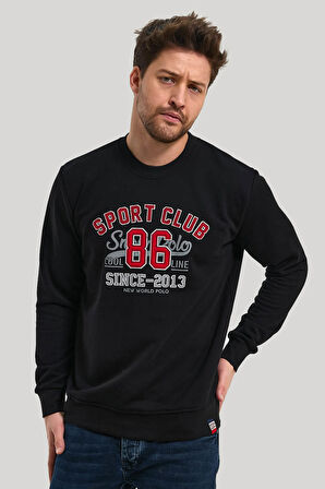 Bisiklet Yaka Siyah Slim Fit Sweatshirt 23FWM60159