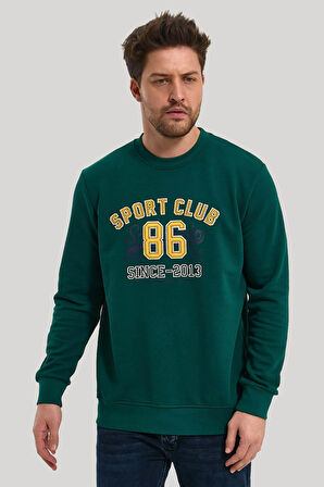 Bisiklet Yaka Yeşil Slim Fit Sweatshirt 23FWM60159