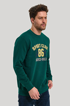 Bisiklet Yaka Yeşil Slim Fit Sweatshirt 23FWM60159