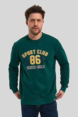 Bisiklet Yaka Yeşil Slim Fit Sweatshirt 23FWM60159