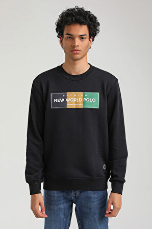 Bisiklet Yaka Lacivert Slim Fit Sweatshirt 23FWM60155