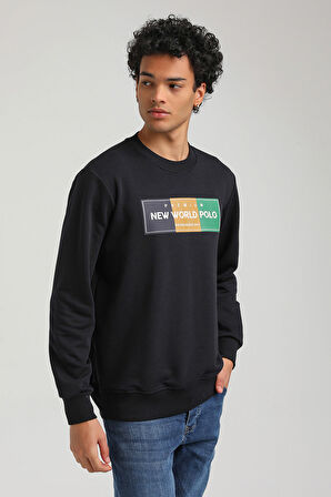 Bisiklet Yaka Lacivert Slim Fit Sweatshirt 23FWM60155