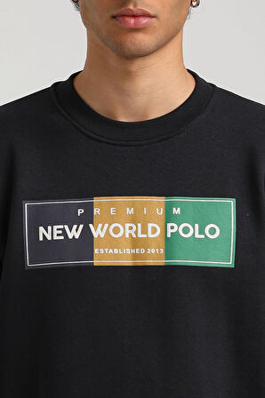 Bisiklet Yaka Lacivert Slim Fit Sweatshirt 23FWM60155