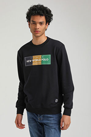 Bisiklet Yaka Lacivert Slim Fit Sweatshirt 23FWM60155