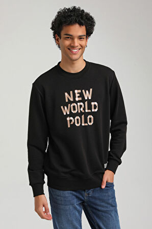 Bisiklet Yaka Siyah Slim Fit Sweatshirt 23FWM60161