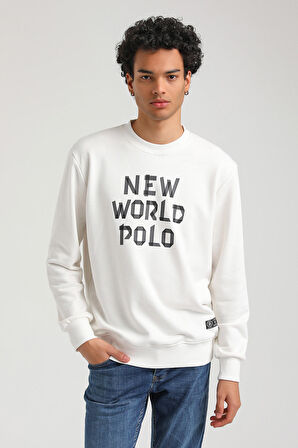 Bisiklet Yaka Ekru Slim Fit Sweatshirt 23FWM60161