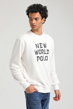 Bisiklet Yaka Ekru Slim Fit Sweatshirt 23FWM60161