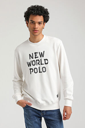 Bisiklet Yaka Ekru Slim Fit Sweatshirt 23FWM60161
