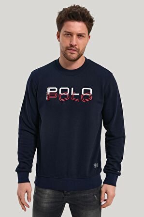 Bisiklet Yaka Lacivert Slim Fit Sweatshirt 23FWM60166