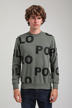 Bisiklet Yaka Haki Slim Fit Sweatshirt 23FWM60169