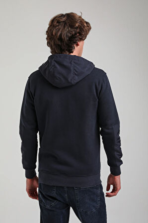 Kapüşonlu Lacivert Slim Fit Full-Zip Sweatshirt 23FWM64067