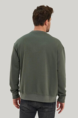 Bisiklet Yaka Haki Slim Fit Sweatshirt 23FWM60168