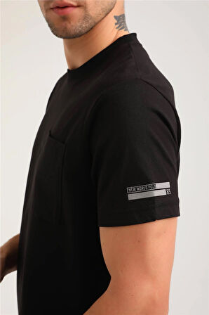 Bisiklet Yaka Siyah Slim Fit Tişört 24SSM20273
