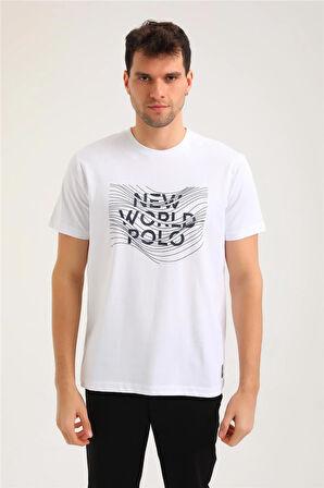 Bisiklet Yaka Beyaz Regular Custom Tişört 24SSM20294