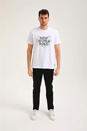 Bisiklet Yaka Beyaz Regular Custom Tişört 24SSM20294