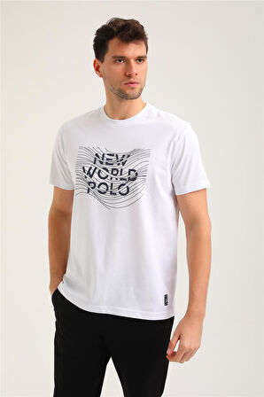 Bisiklet Yaka Beyaz Regular Custom Tişört 24SSM20294