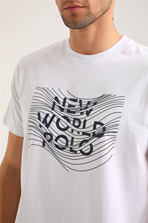 Bisiklet Yaka Beyaz Regular Custom Tişört 24SSM20294