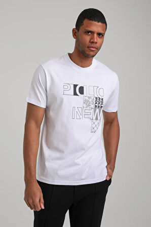Bisiklet Yaka Beyaz Slim Fit Tişört 24SSM20295