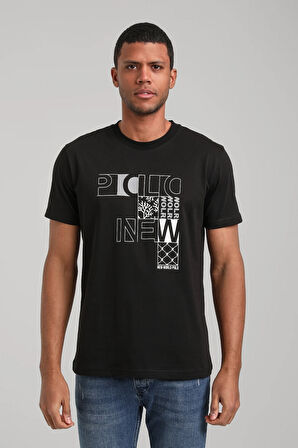 Bisiklet Yaka Siyah Slim Fit Tişört 24SSM20295