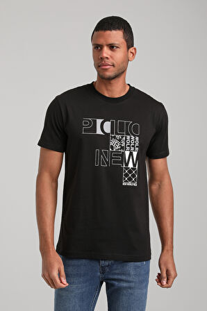 Bisiklet Yaka Siyah Slim Fit Tişört 24SSM20295