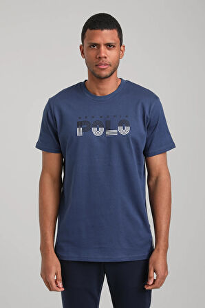 Bisiklet Yaka İndigo Regular Custom Tişört 24SSM20320