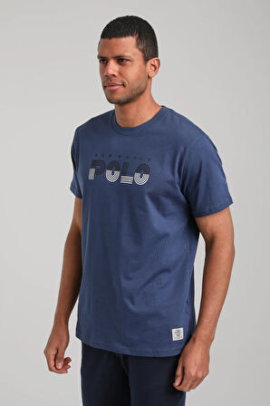 Bisiklet Yaka İndigo Regular Custom Tişört 24SSM20320