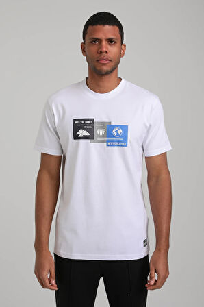 Bisiklet Yaka Beyaz Regular Custom Tişört 24SSM20328