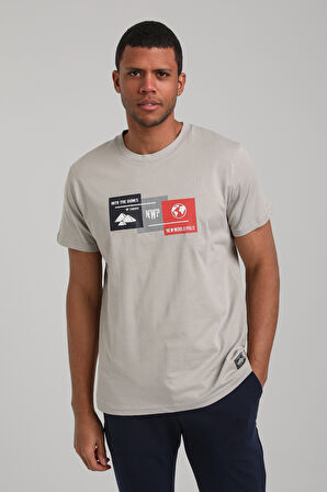 Bisiklet Yaka Gri Boyalı Regular Custom Tişört 24SSM20328