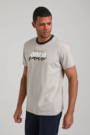 Bisiklet Yaka Gri Boyalı Slim Fit Tişört 24SSM20292