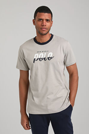 Bisiklet Yaka Gri Boyalı Slim Fit Tişört 24SSM20292