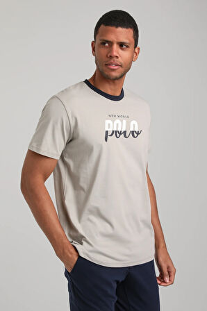 Bisiklet Yaka Gri Boyalı Slim Fit Tişört 24SSM20292