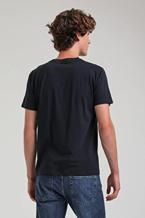 Bisiklet Yaka Lacivert Basic Pamuklu Slim Fit  24SSM20339