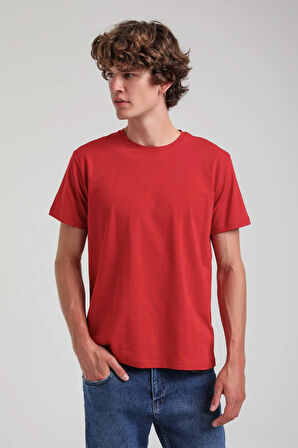 Bisiklet Yaka Kırmızı Basic Pamuklu Slim Fit  24SSM20339