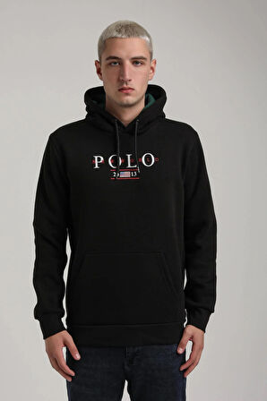 Kapüşonlu Siyah Slim Fit Full-Zip Sweatshirt 24FWM64073