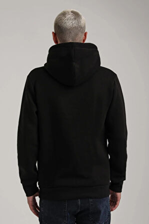Kapüşonlu Siyah Slim Fit Full-Zip Sweatshirt 24FWM64073